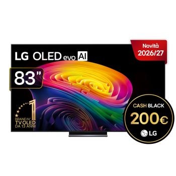 Vista frontale di TV 83 pollici LG OLED evo AI C6 Pro 4K Smart TV 2026 OLED83C66LB