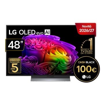 Vista frontale di TV 48 pollici LG OLED evo AI G6S 4K Smart TV 2026 OLED48G66LS