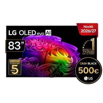 Vista frontale di TV 83 pollici LG OLED evo AI G6 4K Smart TV 2026 OLED83G64LW
