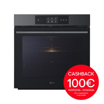 Vista frontale di Forno a vapore InstaView | 76L Classe A++ | Blue EasyClean, Air Fry, Air Sous Vide, Pizza 300°C, Display 4,3", Wi-Fi | Nero WSED7665B
