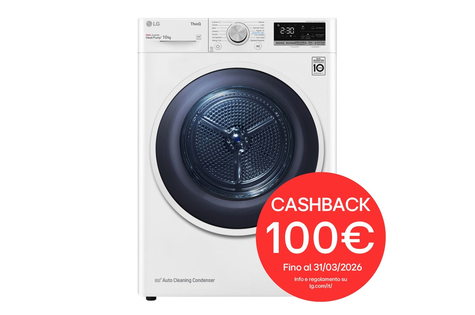 Foto frontale asciugatrice RH10V9AV4W con kit colonna bucato in regalo