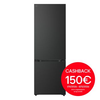 Vista frontale di Frigorifero combinato Fit & Max 70cm | Classe A, 465L | AI Fresh, Wi-Fi, Metal Fresh, Door Cooling, Total No Frost| Black Steel GBBW726AEV