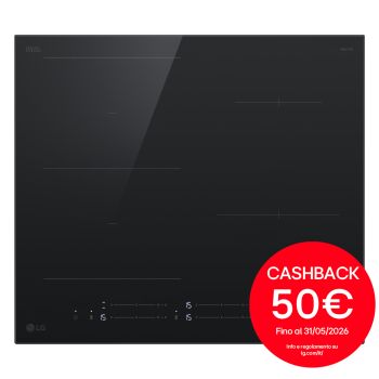 Vista frontale di Piano cottura induzione 60cm | Potenza 2,5 ~ 7,4kW | 4 zone, 1 flex, Controlli slide indipendenti, Wi-Fi | Nero Schott CBIZ2435B