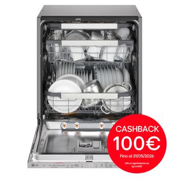 Vista frontale di Lavastoviglie a scomparsa totale | QuadWash Serie 4, Classe A 43dB | 14 coperti,Vapore, Info Light,Cerniere sliding | Noble Steel DB476TXSN