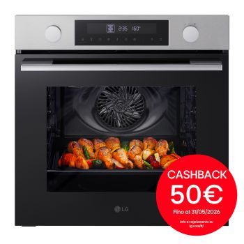 Vista frontale di Forno 72L Classe A | 11 modalità di cottura, Frittura ad aria, Modalità pizza, Lievitazione, Pulizia pirolitica | Acciaio WS5D7230S