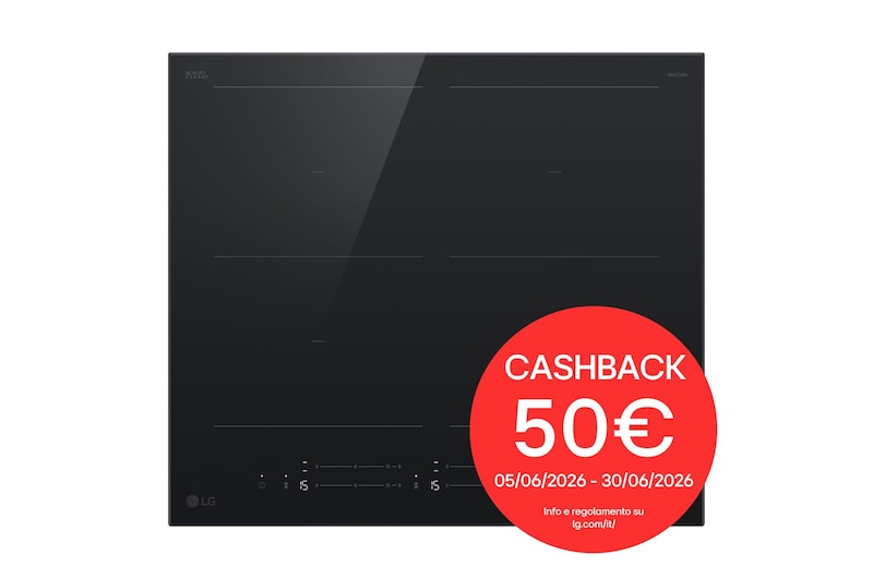 Vista frontale di Piano cottura induzione 60cm | Potenza 2,5 ~ 7,4kW | 4 zone, 2 flex, Controlli slide indipendenti, Wi-Fi | Nero Schott CBIZ2437B