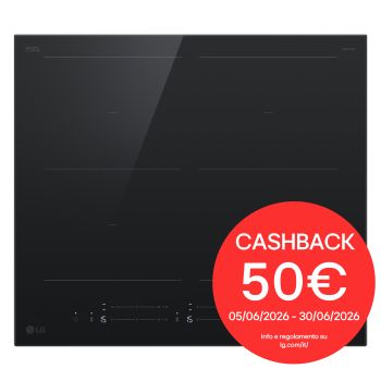 Vista frontale di Piano cottura induzione 60cm | Potenza 2,5 ~ 7,4kW | 4 zone, 2 flex, Controlli slide indipendenti, Wi-Fi | Nero Schott CBIZ2437B