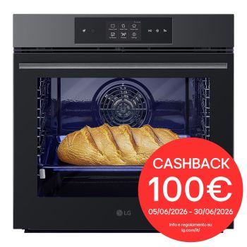 Vista frontale di Forno a vapore InstaView | 76L Classe A++ | Blue EasyClean, Air Fry, Air Sous Vide, Pizza 300°C, Display 4,3", Wi-Fi | Nero WSED7665B