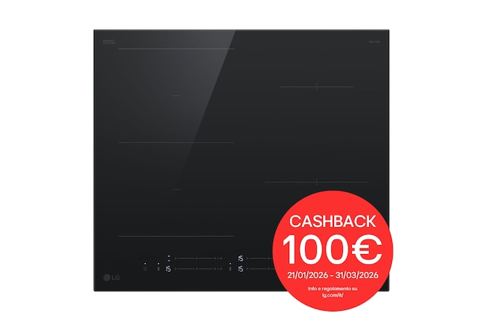 Foto frontale del piano cottura LG CBIZ2435B con bollo cashback 100€