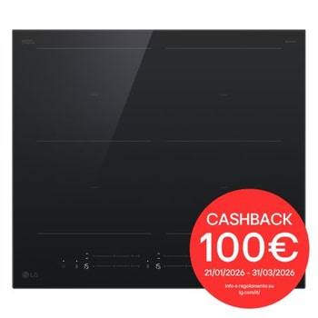 Foto frontale del piano cottura LG CBIZ2437B con bollo cashback 100€
