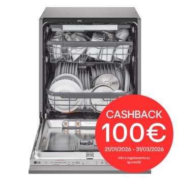 Foto frontale della lavastoviglie LG DB365TXS con bollo cashback 100€
