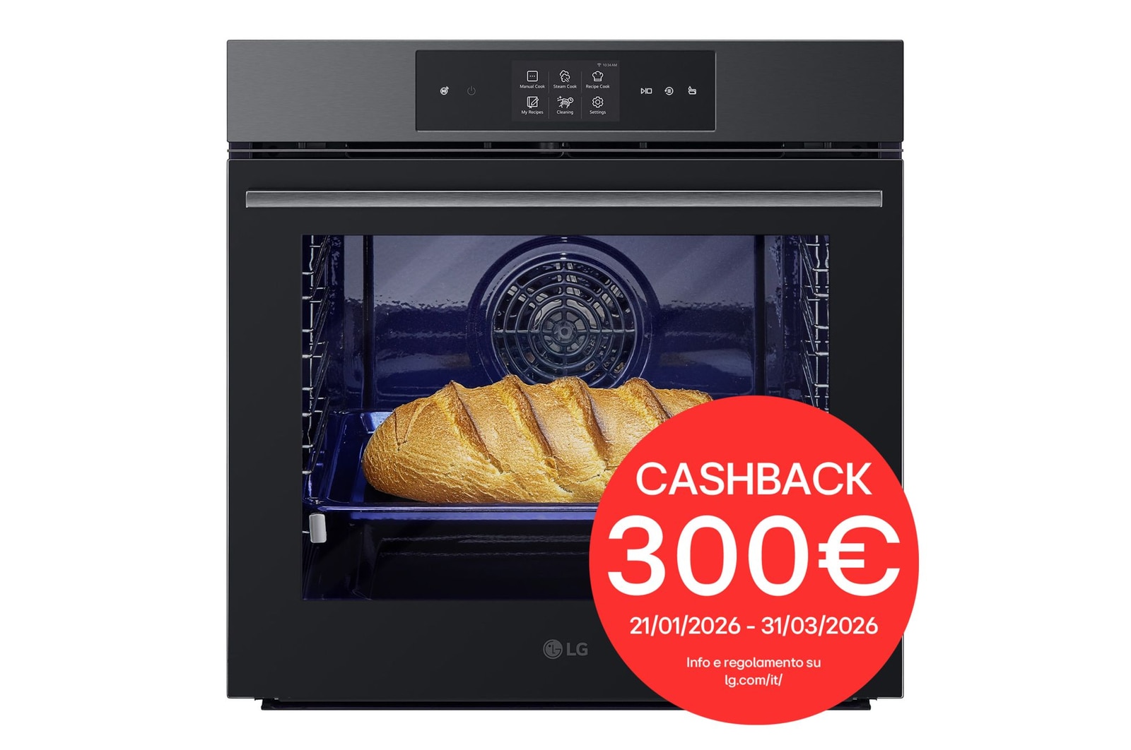 Foto frontale del forno LG WSED7665B con cashback