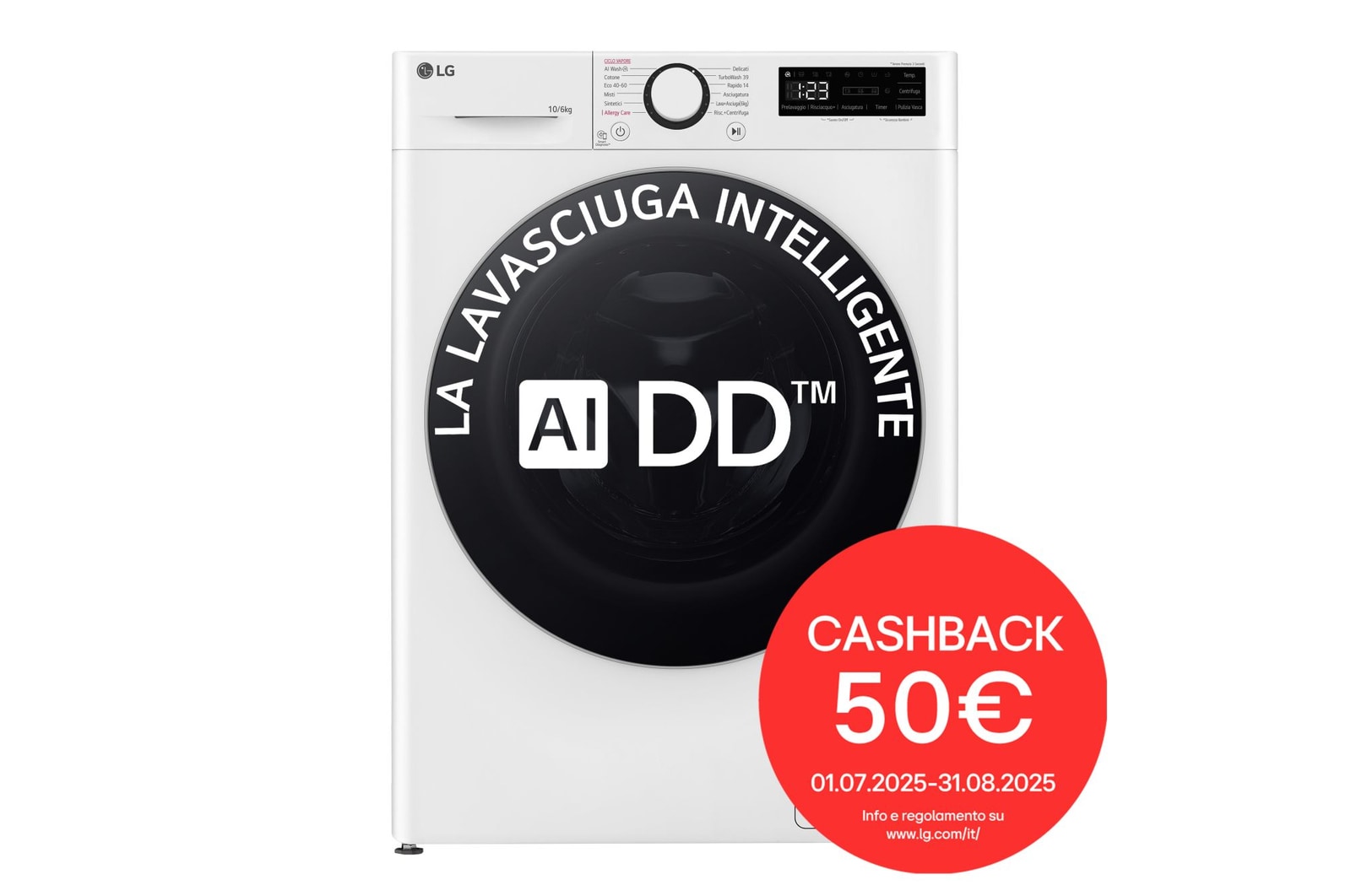 Foto frontale lavasciuga intelligente AIDD D4R5010TSWS