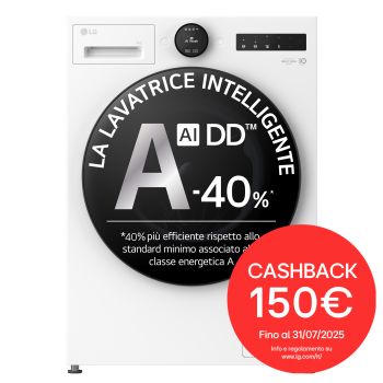 Immagine frontale della lavatrice LG F4X7009TWB serie X7 classe A-40%