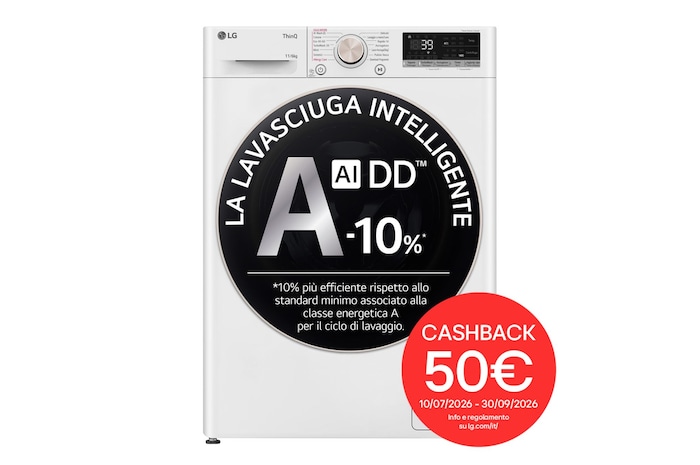 Immagine frontale lavasciuga D4R7011TSWG con bollo cashback 50€