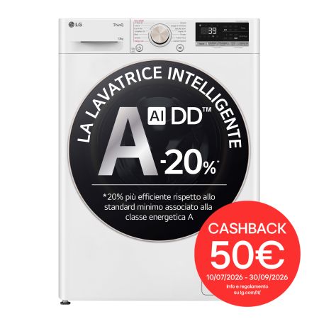 immagine di Lavatrice 13kg AI DD™ | Serie R7 Classe A-20% | 1400 giri, TurboWash 360, Vapore su 7 programmi, Wi-Fi | White - F4R7013TSWG