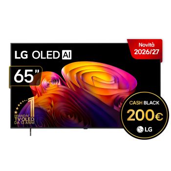 Vista frontale di TV 65 pollici LG OLED AI B6E 4K Smart TV 2026 OLED65B6ELC