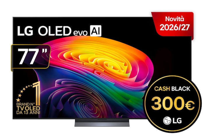 Foto frontale TV OLED77C65LA 2026 con bollo cashback