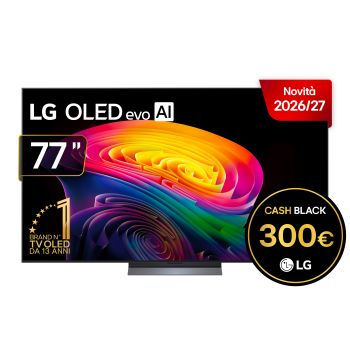Vista frontale di TV 77 pollici LG OLED evo AI C6 Pro 4K Smart TV 2026 OLED77C66LB