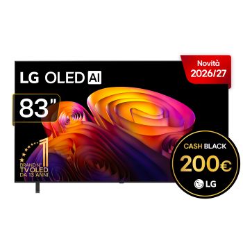 Vista frontale di TV 83 pollici LG OLED AI B6E 4K Smart TV 2026 OLED83B6ELB