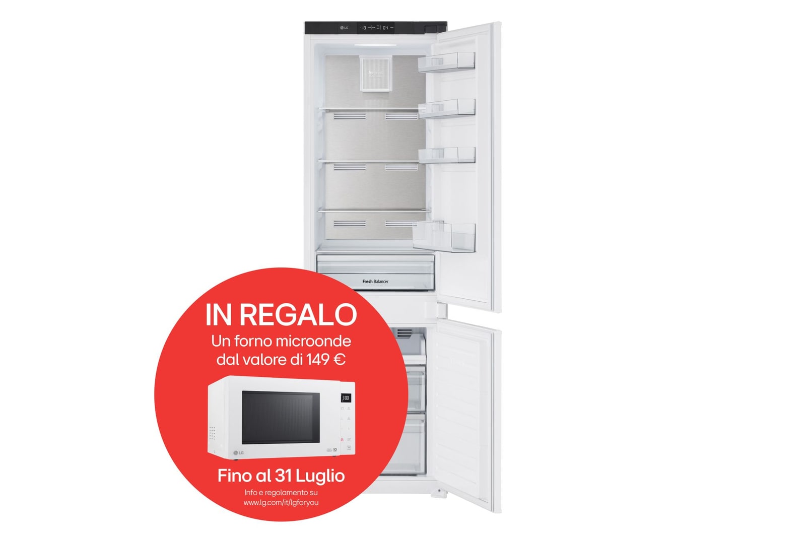 Vista frontale del frigo da incasso GTFN256SET 233L Total no Frost