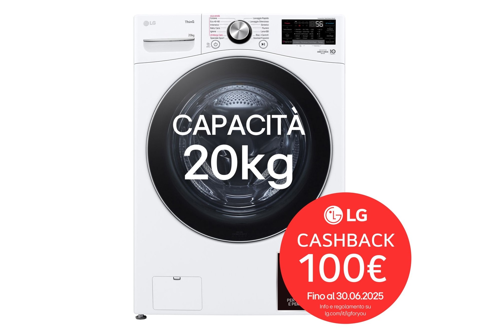 Foto frontale della lavatrice LG F0P3020TSWC