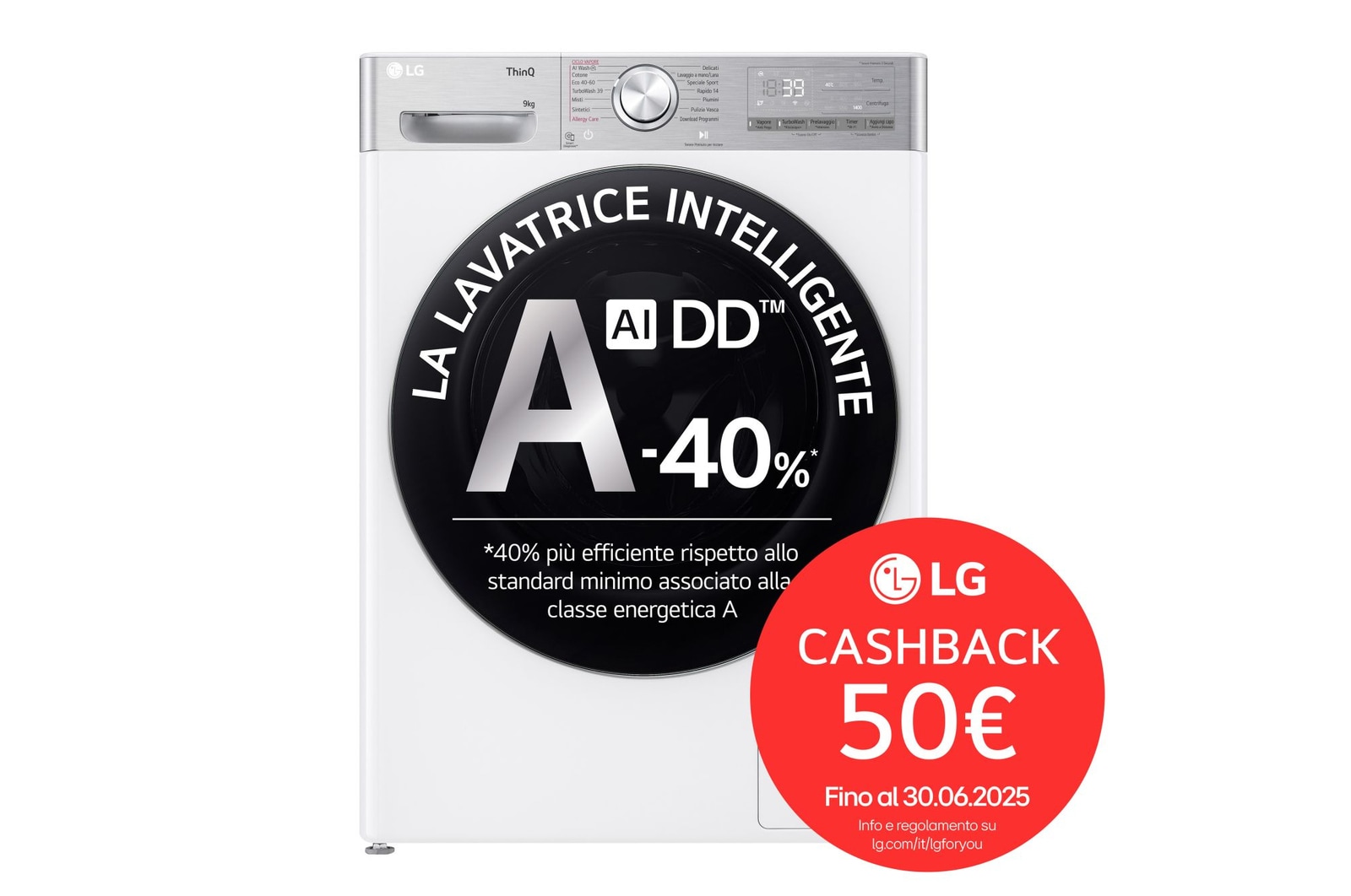 Foto frontale della lavatrice LG F4R9009TPWC