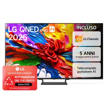Foto frontale del TV LG QNED evo AI QNED93 65 