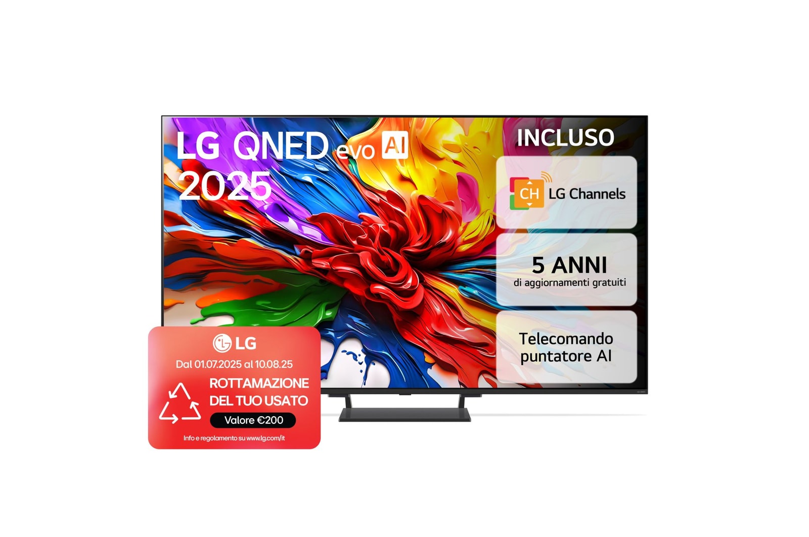 Foto frontale del TV LG QNED evo AI QNED93 85 