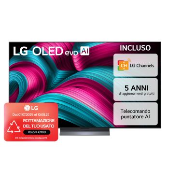 Foto frontale del TV LG OLED evo AI C5 4K 65 pollici