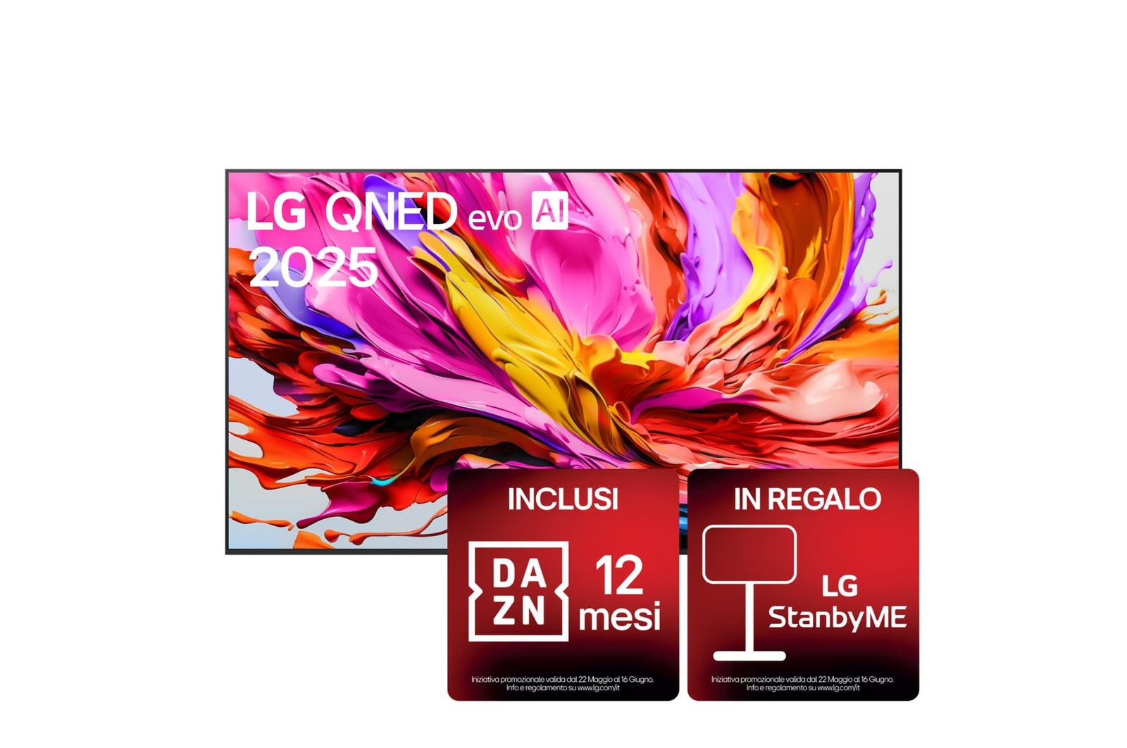 Foto frontale del TV LG QNED evo AI QNED86 100