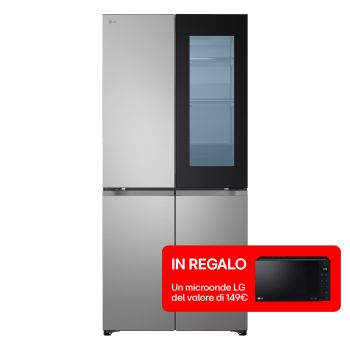 Vista frontale di Frigorifero Multidoor Slim Instaview | Classe E, 580L | Wi-Fi, Total No frost | Prime Silver GMVS30SEPY