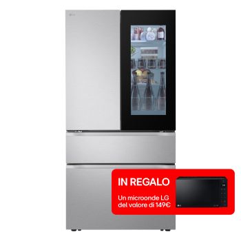 Vista frontale di Frigorifero French Door InstaView | Classe E, 626L | Fresh Converter+, Wi-Fi, Total No frost, Cerniere zero clearance | Metal Sorbet GMVW50DDMB