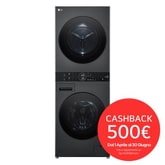 WashTower Colonna Bucato 12/10kg AI DD | Classe A-10% / A+++ | Pannello unificato, TurboWash360, Pompa di calore | Nera