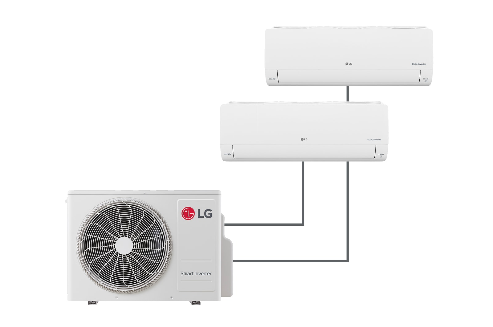 LG Offerta Kit Esclusivo: MU2R15.U13 + DUALCOOL Libero Smart Climatizzatore Inverter 9000 BTU, Riscaldamento, Comfort Air + DUALCOOL Libero Smart Climatizzatore Inverter 12000 BTU,  Riscaldamento, Comfort Air, 2NLIBERO9125.MULT