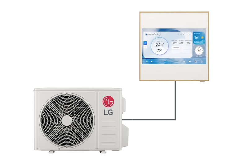 Vista frontale di Condizionatore monosplit ARTCOOL Gallery LCD | 9000 BTU | Raffrescamento, Riscaldamento, Flusso aria 3D, Wi-Fi A09GA2S
