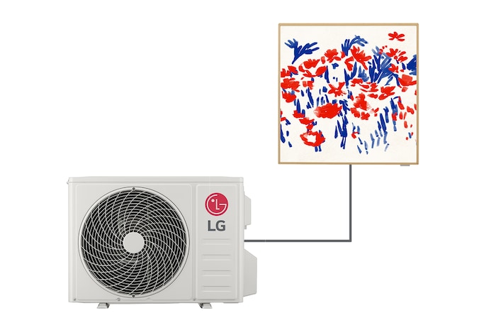 Foto frontale del condizionatore monosplit LG A12GA1 con unità esterna