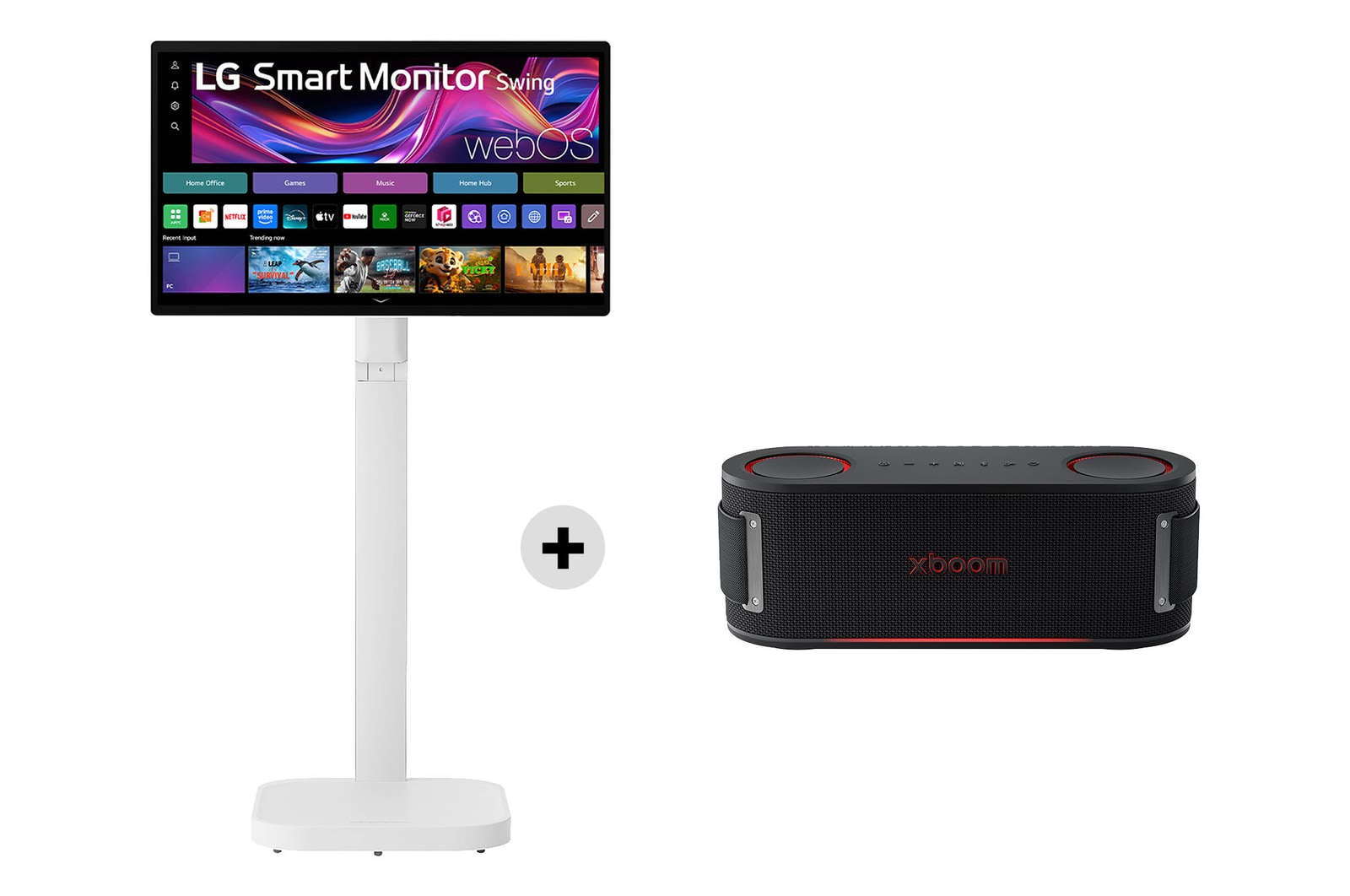 Vista frontale di Offerta Kit Esclusivo: LG Smart Monitor Swing | Schermo personale da 32" + xboom Bounce by will.i.am | Speaker Bluetooth 40W 32U889SA.BOUNCE