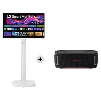 Vista frontale di Offerta Kit Esclusivo: LG Smart Monitor Swing | Schermo personale da 32" + xboom Bounce by will.i.am | Speaker Bluetooth 40W 32U889SA.BOUNCE