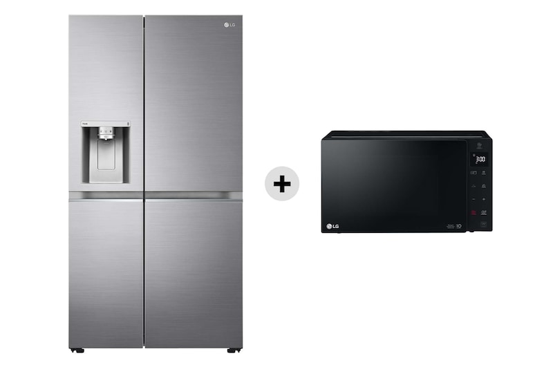 Vista frontale di Offerta Kit Esclusivo: Frigorifero Side-by-Side | Classe D + Microonde 25 litri, potenza 1000W GSLV90PZAD.MHGDS