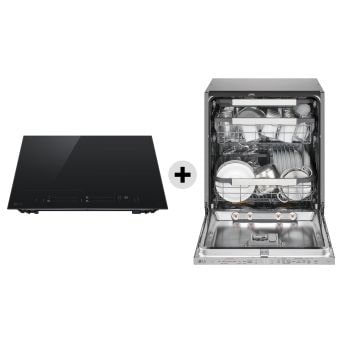 Vista frontale di Offerta Kit Esclusivo: Piano cottura induzione 60cm | 4 zone, 1 flex, Wi-Fi + Lavastoviglie a scomparsa totale | QuadWash Serie 4, Classe A 43dB | 14 coperti,Vapore, Info Light CBIZ2435B.DB476