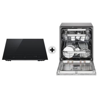 Vista frontale di Offerta Kit Esclusivo: Piano Cottura a Induzione 60 cm | 4 Zone, 2 Flex, Wi-Fi + Lavastoviglie a scomparsa totale | QuadWash Serie 5, Classe A -20% 43dB | 14 coperti, Vapore, Info Light CBIZ2437B.DB597N