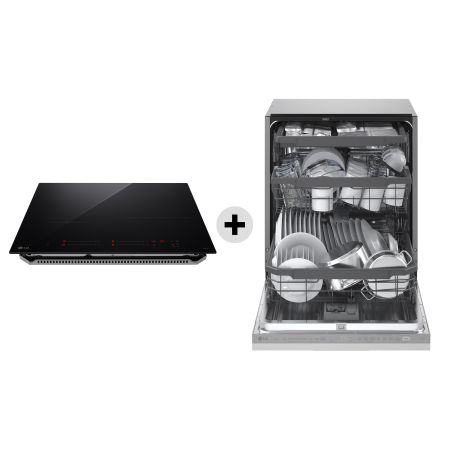 LG Offerta Kit Esclusivo: Piano cottura induzione 60cm 4 zone, Controlli indipendenti, Wi-Fi + Lavastoviglie a scomparsa totale QuadWash Serie 3, Clas