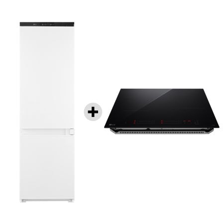 LG Offerta Kit Esclusivo: Frigorifero da incasso Classe E, 233L 4 ripiani, Cerniere a scorrimento, Total No Frost, Porte reversibili + Piano cottura i