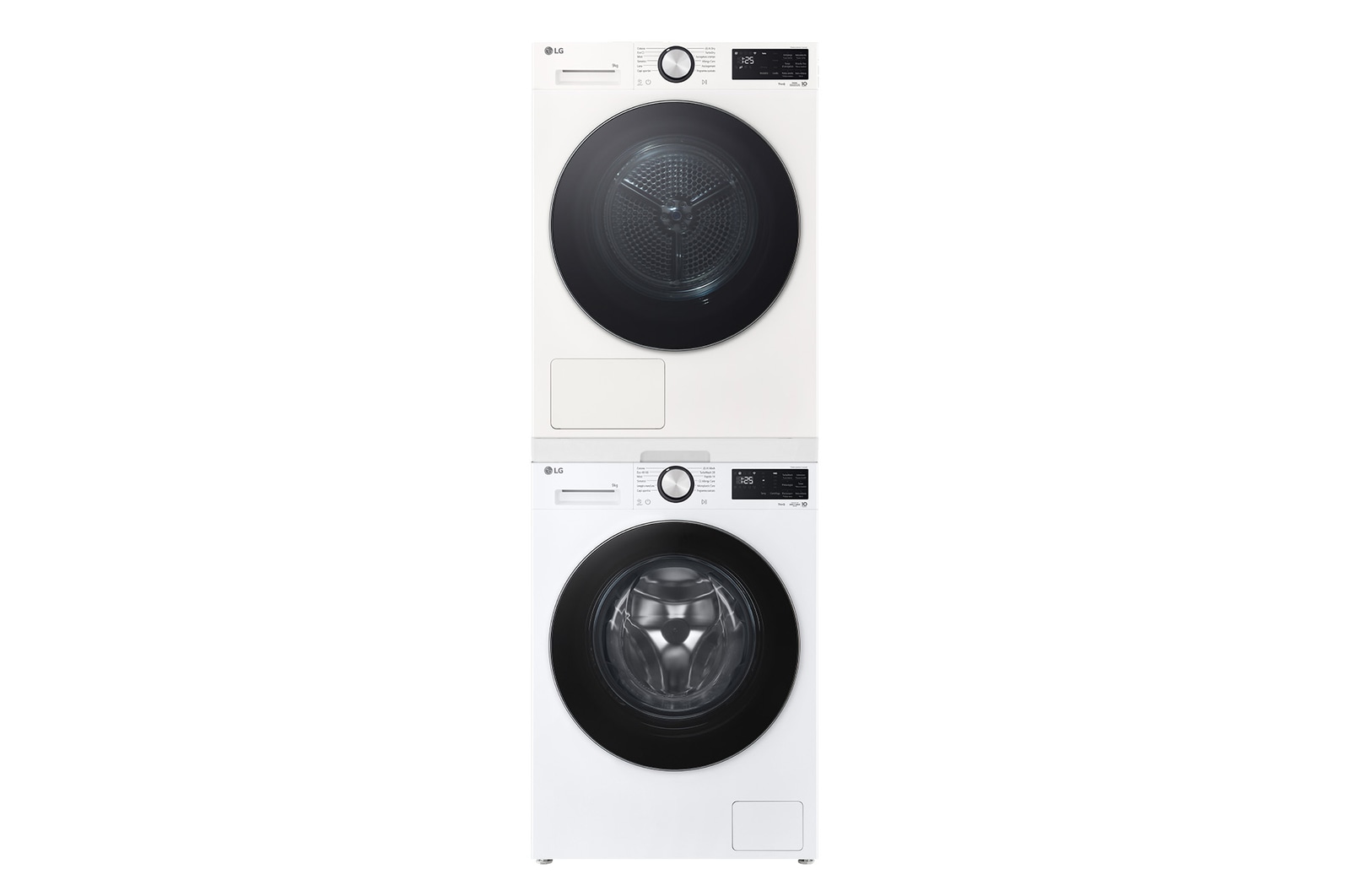 Vista frontale di Offerta Kit Esclusivo: Lavatrice smart 9kg  Serie X5 Classe A-40% | Asciugatrice 9Kg Pompa di calore DUAL Inverter Serie X5 Classe B| Kit di giunzione per colonna bucato con ripiano estraibile F4NX5009TLC.RNX5009