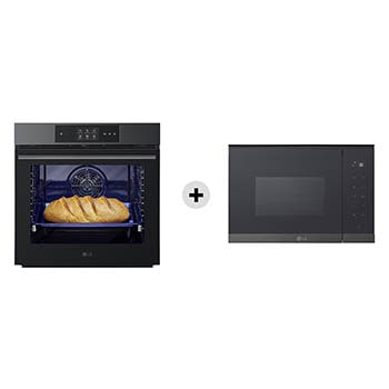 Forno a vapore InstaView | 76L Classe A++ | Nero + Microonde da incasso 25 litri, 900W | Nero/deco acciaio nero