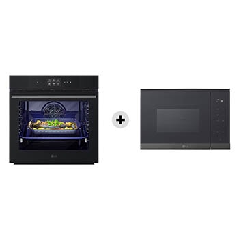 Kit Esclusivo: Forno 100% vapore InstaView | 76L Classe A++ | Nero + Microonde da incasso 25 litri, 900W | Nero/deco acciaio nero