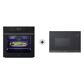Kit Esclusivo: Forno 100% vapore InstaView | 76L Classe A++ | Nero + Microonde da incasso 25 litri, 900W | Nero/deco acciaio nero