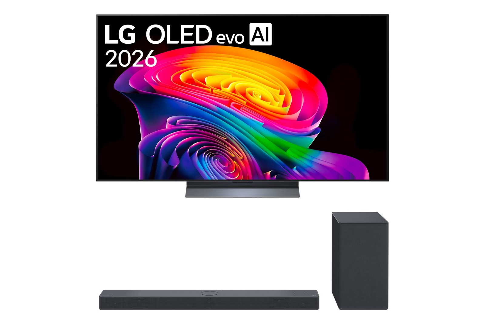 Vista frontale di Offerta Kit Esclusivo: TV 55 pollici LG OLED evo AI C6 + Soundbar SC9S 3.1.3 canali, 400W OLED55C65.SC9S