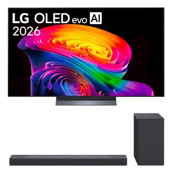 Vista frontale di Offerta Kit Esclusivo: TV 55 pollici LG OLED evo AI C6 + Soundbar SC9S 3.1.3 canali, 400W OLED55C65.SC9S